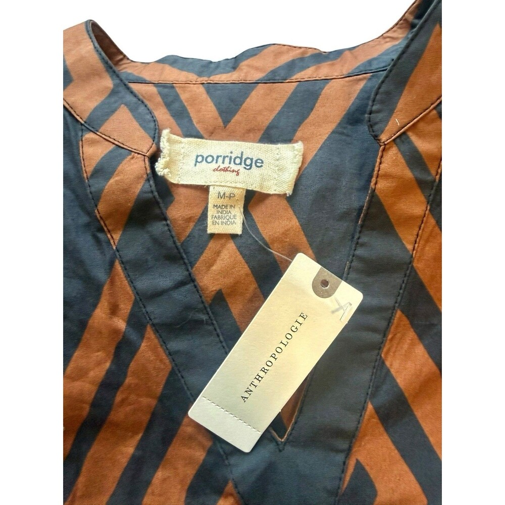 Anthropologie Porridge Mireil Midi Dress Brown Geometric Print M Petite NWT - Picture 7 of 11